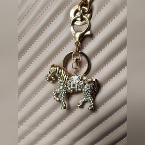 Gold Tone Horse Bag Charm Keychain